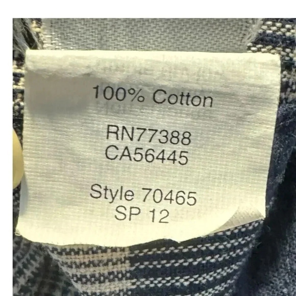 J. Crew Men's Medium Navy Blue & Beige Plaid Long Sleeve Button-Up Shirt EUC - Picture 7 of 7